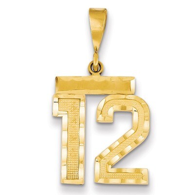 Number 12 Charm 14k Gold Medium Diamond-cut  MN12, MPN: MN12, 883957138930