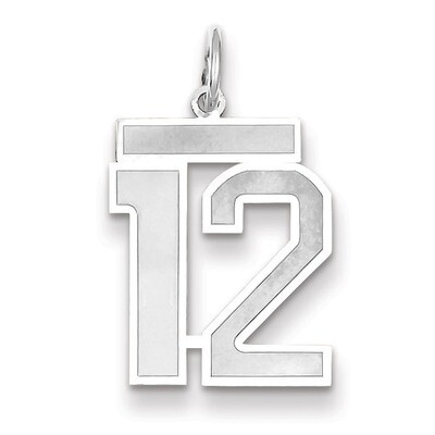 Number 12 Charm Medium Satin 14k white Gold WSM12, MPN: WSM12, 883957077185