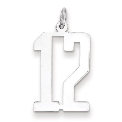 Charm Number 12 Elongated Pol Sterling Silver Small QES12, MPN: QES12, 191101189944