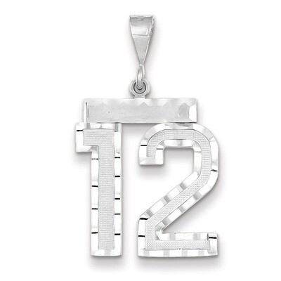 Number 12 Charm 14k white Gold Large Diamond -cut WLN12, MPN: WLN12, 883957123417