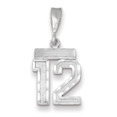 Number 12 Charm Small Diamond -cut 14k white Gold WSN12, MPN: WSN12, 883957111520