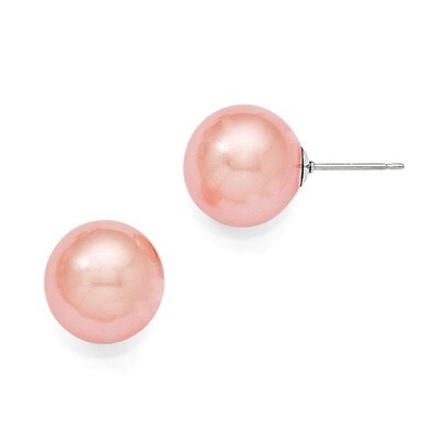 12-13Mm Round Pink Shell Bead Stud Earrings Sterling Silver QMJE12P, MPN: QMJE12P, 886774293783