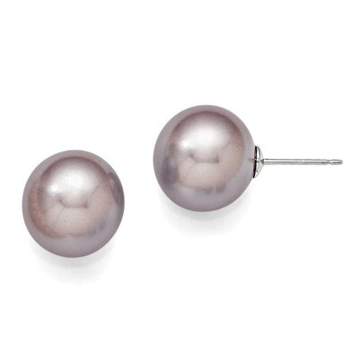 12-13Mm Round Purple Shell Bead Stud Earrings Sterling Silver QMJE12PU, MPN: QMJE12PU, 886774293790