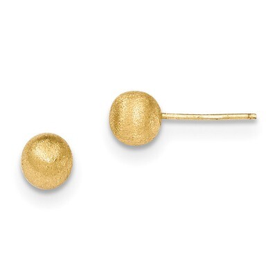 6mm Satin Ball Post Earrings 14k Gold H1011, MPN: H1011, 191101454356