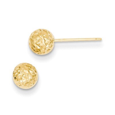 Diamond Cut Ball Post Earrings 14k Gold TL907, MPN: TL907, 886774562889