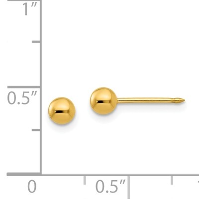 4mm Ball Earrings 14k Gold 2E, MPN: 2E,