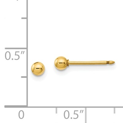 3mm Ball Earrings 14k Gold 1E, MPN: 1E,