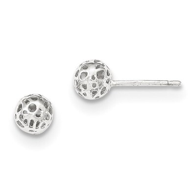 Small Fancy Ball Post Earrings 14k white Gold YE1691, MPN: YE1691, 191101363047