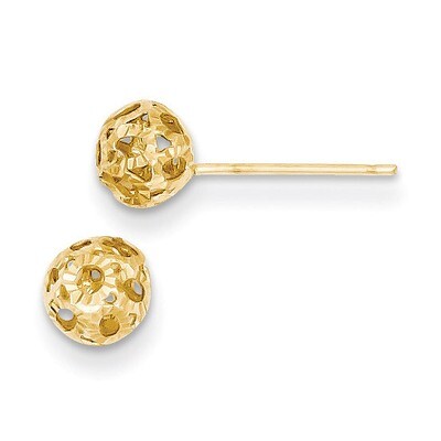 Open Diamond Cut Ball Post Earrings 14k Gold TL922, MPN: TL922, 883957005935