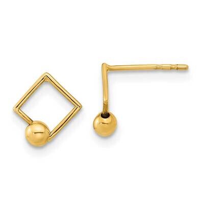 Square with A Ball Post Earrings 14k Gold Polished YE1963, MPN: YE1963, 191101799341