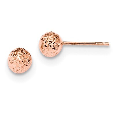 6mm Diamond -Cut Ball Post Earrings 14k Rose Gold TL1027R, MPN: TL1027R, 191101055799