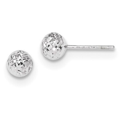 Diamond -cut 6mm Ball Post Earrings 14k white Gold TL1027W, MPN: TL1027W, 191101143908
