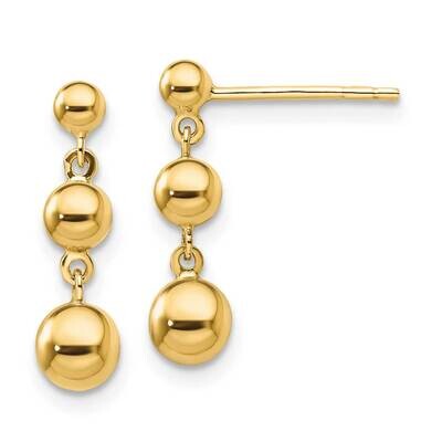 Graduated 3 Ball Post Earrings 14k Gold TL1165, MPN: TL1165, 191101801556