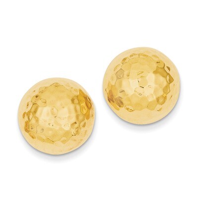 Hammered Half Ball Post Earrings 14k Gold E930, MPN: E930, 658226126013