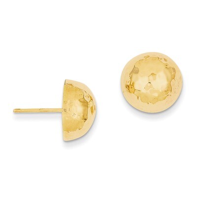 Hammered Half Ball Post Earrings 14k Gold E928, MPN: E928, 658226125689