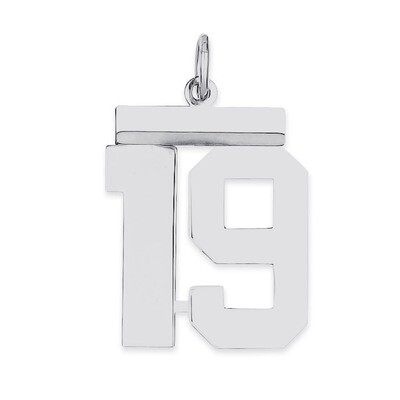 Pendant Number 19 Polished Sterling Silver Medium QMS19, MPN: QMS19, 191101277924