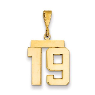 Number 19 Charm 14k Gold Medium Polished MP19, MPN: MP19, 883957134680