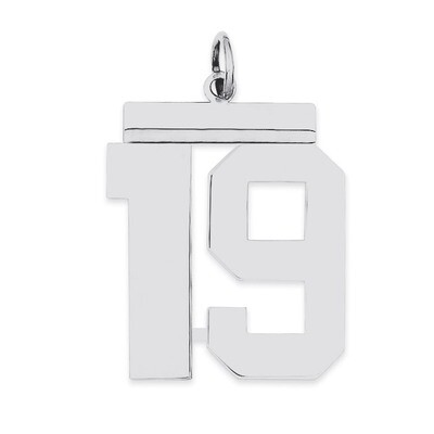 Charm Number 19 Polished Sterling Silver Large QPL19, MPN: QPL19, 191101280702