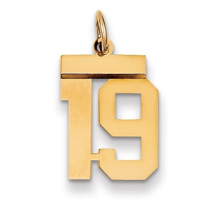 Number 19 Charm 14k Gold Small Polished LS19, MPN: LS19, 883957033389