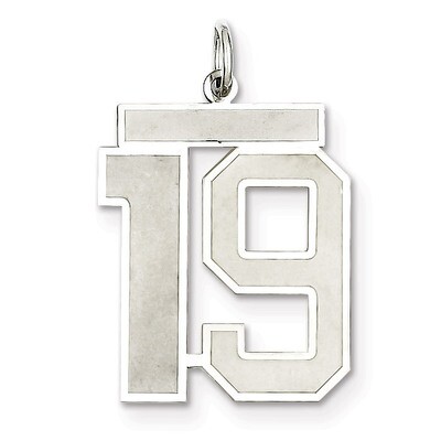 Pendant Number 19 Satin Sterling Silver Large QPP19, MPN: QPP19, 191101281587