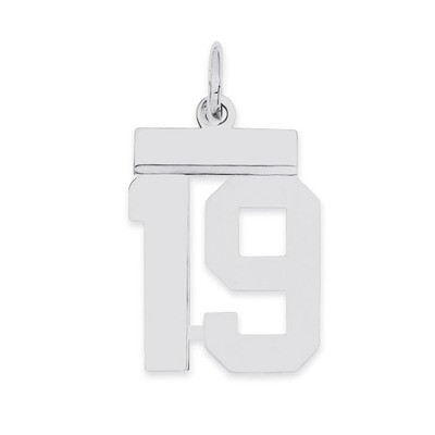 Pendant Number 19 Polished Sterling Silver Small QSS19, MPN: QSS19, 883957100678