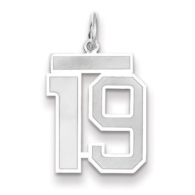 Number 19 Charm Medium Satin 14k white Gold WSM19, MPN: WSM19, 883957077253