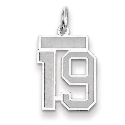 Number 19 Charm Small Satin 14k white Gold WSS19, MPN: WSS19, 883957071114