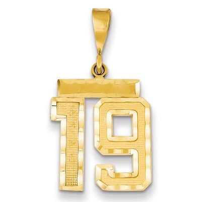 Number 19 Charm 14k Gold Medium Diamond-cut  MN19, MPN: MN19, 883957139012