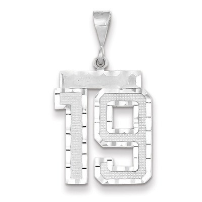 Number 19 Charm 14k white Gold Large Diamond -cut WLN19, MPN: WLN19, 883957123486