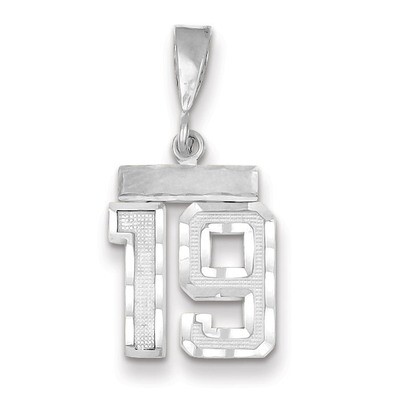 Number 19 Charm Small Diamond -cut 14k white Gold WSN19, MPN: WSN19, 883957111599