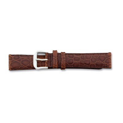 19mm ExtraLong Brown Alligator Grain Watch Band 9.5 Inch Silver-tone Buckle BA23ELW-19, MPN: BA23EL…