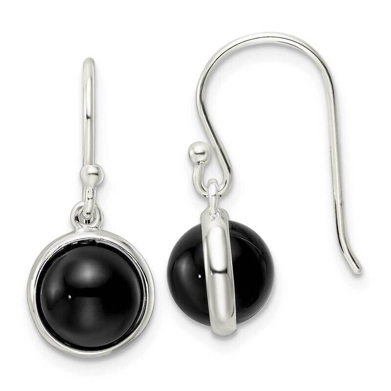 Onyx Ball Dangle Earrings Sterling Silver Polished QE15703, MPN: QE15703, 196904153611