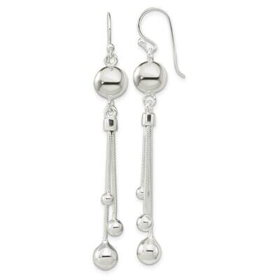 Ball Chain Dangle Shephard Hook Earrings Sterling Silver Polished QE16042, MPN: QE16042, 1911017676…