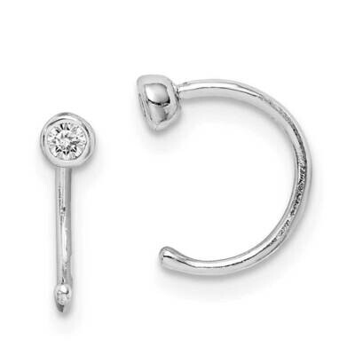 Ball Cuff Earrings Sterling Silver Rhodium-plated CZ Diamond QE14884, MPN: QE14884, 886774108681