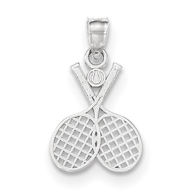 Double Tennis Racquet Charm 14k white Gold K5436, MPN: K5436, 191101459191