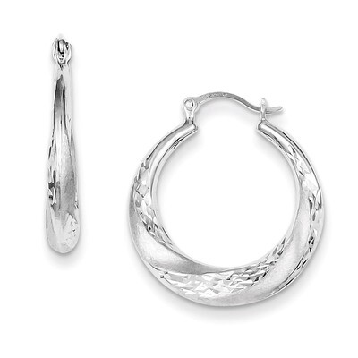 Scalloped Hoop Earrings Diamond-cut Sterling Silver QE8397, MPN: QE8397, 883957568560