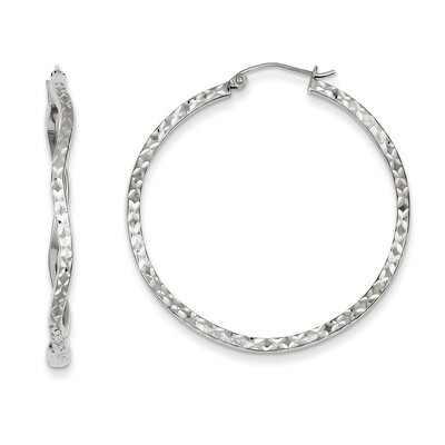 Wavy Hoop Earrings Diamond-cut Sterling Silver QE8205, MPN: QE8205, 883957525846