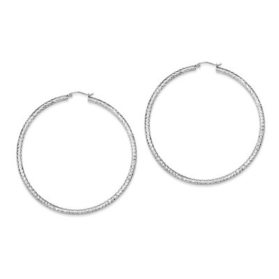 3x70mm Hoop Earrings Diamond-cut Sterling Silver QE8096, MPN: QE8096, 883957540207