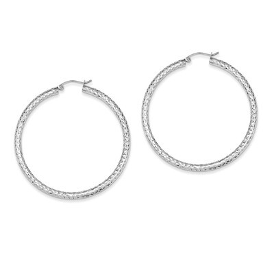 3x50mm Hoop Earrings Diamond-cut Sterling Silver QE8092, MPN: QE8092, 883957579511