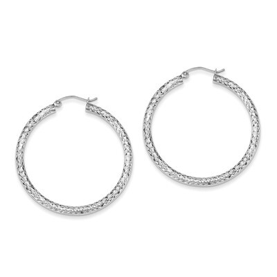 3x40mm Hoop Earrings Diamond-cut Sterling Silver QE8090, MPN: QE8090, 883957576053