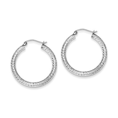 3x30mm Hoop Earrings Diamond-cut Sterling Silver QE8088, MPN: QE8088, 883957582986