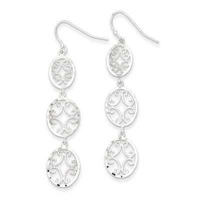 Ovals Dangle Earrings Diamond-cut Sterling Silver QE9002, MPN: QE9002, 883957525907