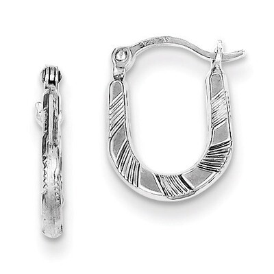 Scalloped Hoop Earrings Diamond-cut Sterling Silver QE8364, MPN: QE8364, 883957572987