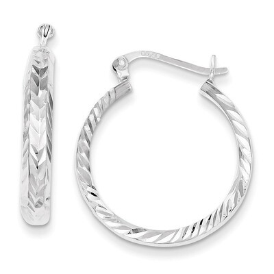 4mm Diamond-cut Hoop Earrings Sterling Silver QE6812, MPN: QE6812, 883957532875