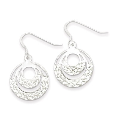 Circle Dangle Earrings Diamond-cut Sterling Silver QE8992, MPN: QE8992, 886774750149