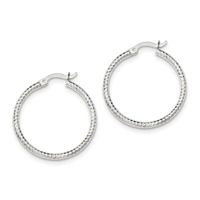 Diamond-cut Hoop Earrings Sterling Silver Polished QE11485, MPN: QE11485, 191101232053