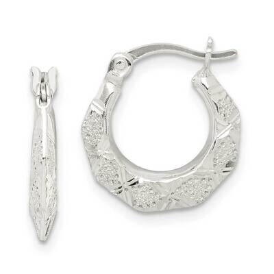 Hoop Earrings Sterling Silver Diamond Cut QE14155, MPN: QE14155, 883957934617