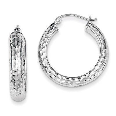 5x25mm Hoop Earrings Diamond-cut Sterling Silver QE8358, MPN: QE8358, 883957578057