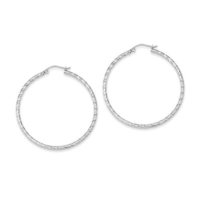 2x45mm Hoop Earrings Diamond-cut Sterling Silver QE8080, MPN: QE8080, 883957529684