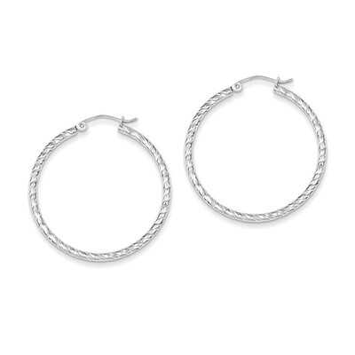 2x35mm Hoop Earrings Diamond-cut Sterling Silver QE8078, MPN: QE8078, 883957577418